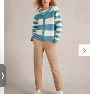 White Stuff NEW Jana Cardi Striped Cardigan Oversized Sz 4 P2P 19.75“